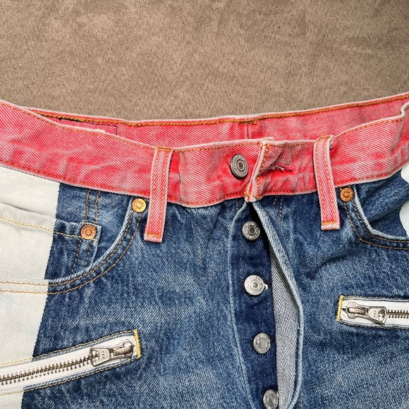 Levis signature rare colorblock cutoff retro button fly shorts - denim - sz 28 - Picture 4 of 6
